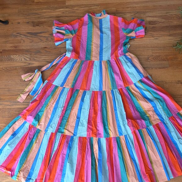 Mille Resort &Travel Victoria Ruffle Geometric Coquette Feminine Maxi Women L - Picture 6 of 7